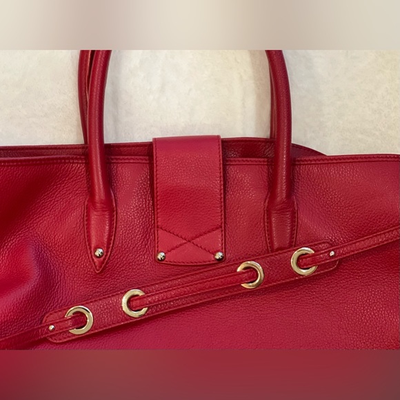 EUC w COA Auth Jimmy Choo Crossbody/Shoulder Bag Red Leather w/Gold Hardware - Picture 8 of 15